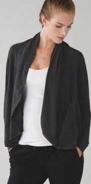 Lululemon Wrap Knit Sweater To & Flow Wrap Open Cardigan Ribbed Cuffs Grey Sz 6