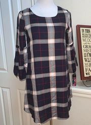 Copper Key dress navy plaid size XS