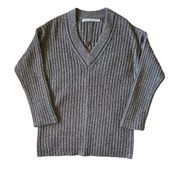 Alexander Wang safety pin star chunky rib knit wool v-neck tunic sweater