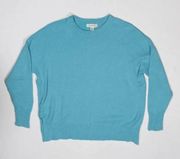 Treasure & Bond Crewneck Pullover Stretch Knit Long Sleeve Pullover Sweater Blue