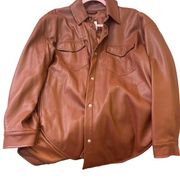 Abercrombie and Fitch vegan leather brown shacket