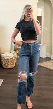 High Waisted Straight Jeans