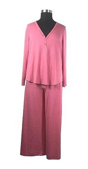 Athleta Wind Down Sleep Waffle Knit Pajama Set in Pink Plus Size Nwot