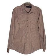 Krazy Kat Long Sleeve Button Down Checked Shirt Flap Pockets Size LARGE