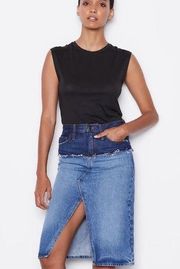 Frame Reconstructed Denim Ombré Midi skirt-‎ NWT