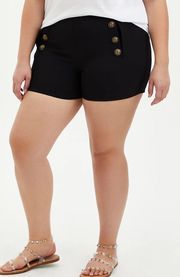 Nautical Black Button Detail High Rise Shorts