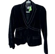 Laundry by Shelli Segal Velvet Button Front Blazer Jacket Black Womens 2