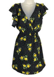 Black Floral Short Sleeve Dress Large