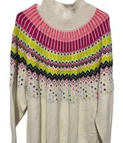 Crown and ivy multicolored print mock neck sweater size 2x