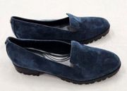 Easy Spirit Womens 7M Geneva Blue Suede Slip-on Loafer Tread Sole