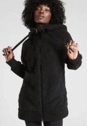 Athleta Black Tugga Full Zip Mid Length Sherpa Jacket S $168