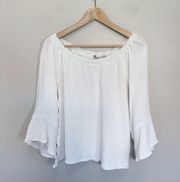 Soft Surroundings Tulsa Textured Peasant Style Blouse White Size Medium