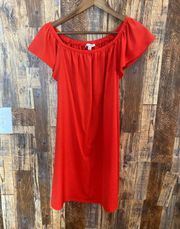 Green Envelope Bright Red Ruffle Sleeve Sheath Dress 32 in length