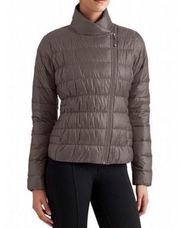 Athleta Grey Downalicious Goose Down Puffer Coat zip up tan size S quilted