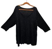 Kim & Cami Women’s Black Speckled Criss Cross V-Neck Super Soft Top Plus Size 3x