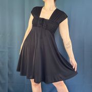 Vintage 90s  Shirred Lace Up Mini Dress