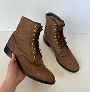 Suede Kiltie Roper Lace Up Granny Combat Boot