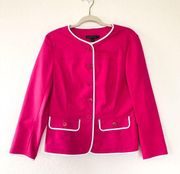 Lafayette 148 Pink White Piped Blazer Jacket