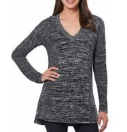 Ellen Tracy Women's Charcoal Pullover V-Neck Knit Tunic Sweater SZ M