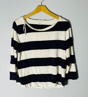 100% cotton stripe scoop neck LS t shirt sz M