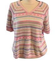 Vintage Russ “A Liz Claiborne Company” Short Sleeve Sweater Stripes Sz M