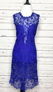 Emilio Pucci Blue Lace Illusion Cocktail Dress Size 10