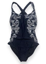 Black and White Floral  one piece swimsuit size 4 Small