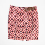 MICHAEL Michael Kors Cotton Stretch Geometric Print Wrap Leather Belt Skirt 6