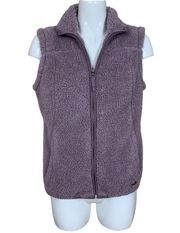 Purple Sherpa Zip Front Vest with Pockets Medium