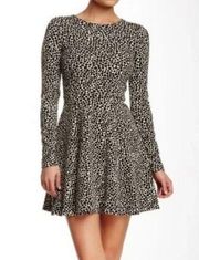 Mara Hoffman Sz S Women's Black White Spotted Fit and Flare Long Sleeve Dress