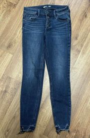 Old Navy  Jeans Rockstar Super Skinny Mid-Rise Button Fly Cut Off Ankle Size 0