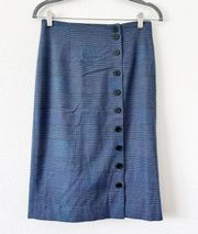 Tailored by  Blue Rose Plaid Side Button Down Pencil Skirt