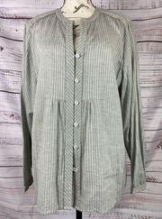 Coldwater Creek Button Front Shirt Womens PXL 18 Long Sleeve Stripe 100% Cotton