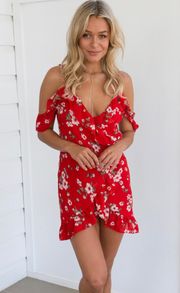 Prómesa Red floral wrap dress