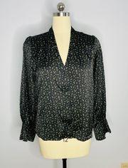 x Target Black Ground Dot Blouse- Pleated Cuffs- Size XL