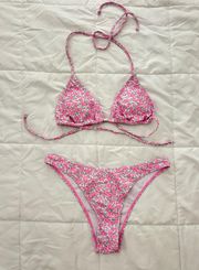 Pink floral bikini set