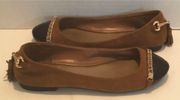 CATO BROWN FAUX SUEDE Patent TASSEL ACCENT FLATS 8