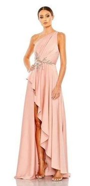 Mac Duggal NWT Embellished One Shoulder Assymetrical Gown in Rose Sz 6