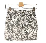 Superdown Julissa Animal Print Zebra Stretch Denim Mini Skirt Size Medium