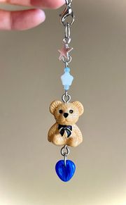 Kawaii retro y2k harajuku style teddy bear & Czech glass beads phone strap/accessory/keychain/bag charm/display💖
