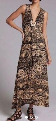 By Anthropologie twist back bohemian brushed jersey maxi dress size medium