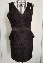 XOXO Juniors Prom Wedding Little Black Dress Satin & Lace w/Peplum Size 7/8