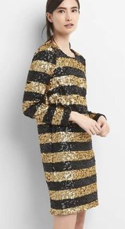 NWT  Formal Black/Gold Sequin Long Sleeve Formal Dress Sz XS