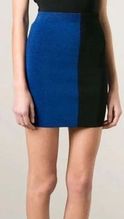 T BY ALEXANDER WANG🍒SIZE LARGE 🍒BLUE AND BLACK KNIT COLOR BLOCK MINI SKIRT