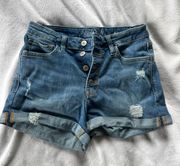 Arizona High Waisted Medium-Wash Jean Shorts