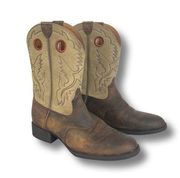 Ariat  brown leather Heritage Stockman western cowgirl cowboy pull on boots