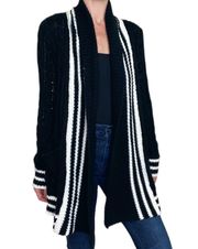 Black & White Stripe Preppy Cozy Open Cardigan