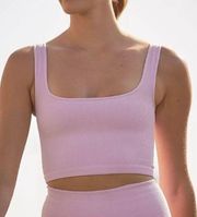 HAPPINESS RUNS SQUARE NECK CROP TOP TANK PINK M L