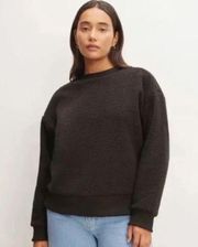 New Everlane Black ReNew Fleece Oversized Crewneck Sweatshirt Small