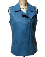 Dennis Basso Faux Leather Sleeveless Moto Vest XS NWT